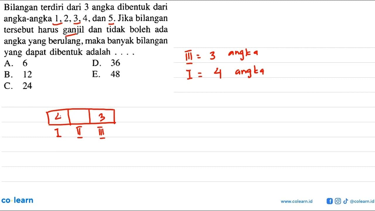 Bilangan terdiri dari 3 angka dibentuk dari angka-angka