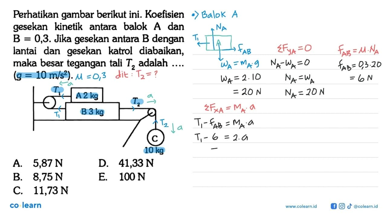 Perhatikan gambar berikut ini. Koefisien gesekan kinetik