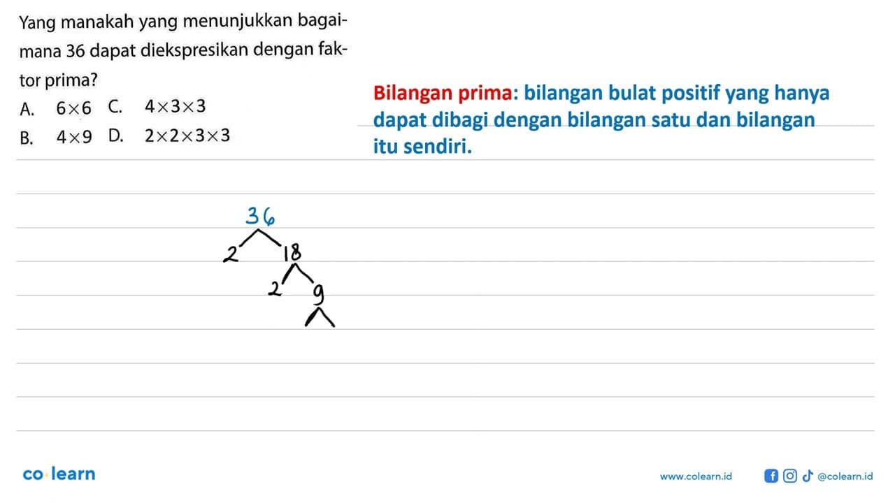 Yang manakah yang menunjukkan bagaimana 36 dapat