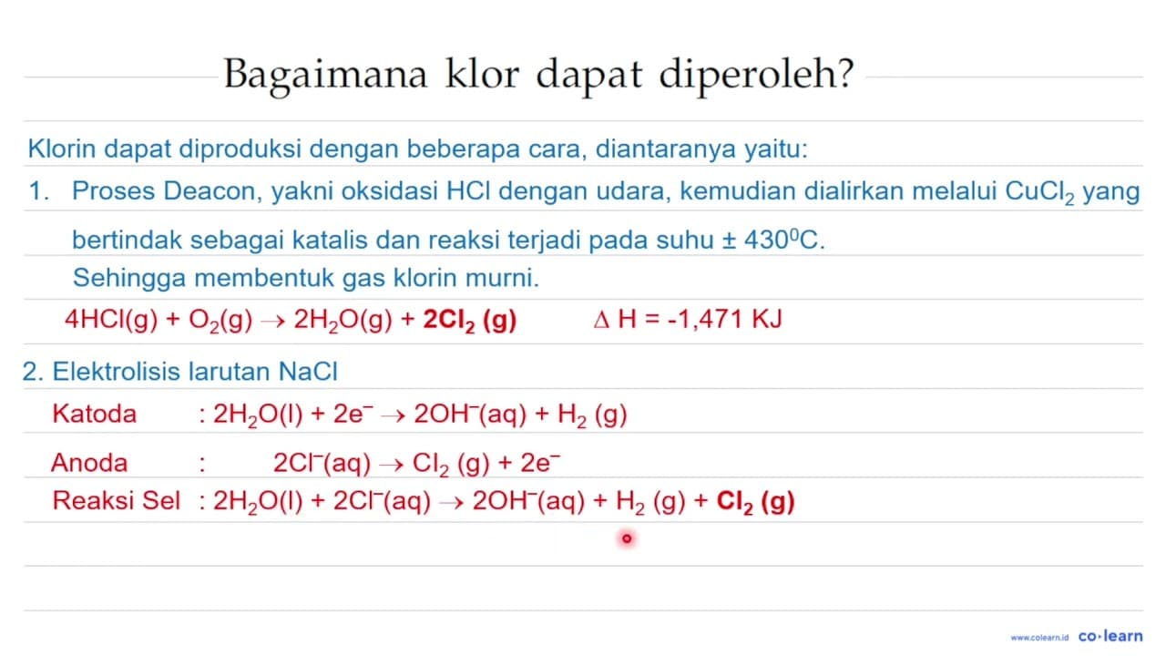 Bagaimana klor dapat diperoleh?