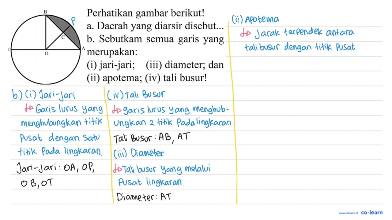 Perhatikan gambar berikut! B C A T O a. Daerah yang diarsir