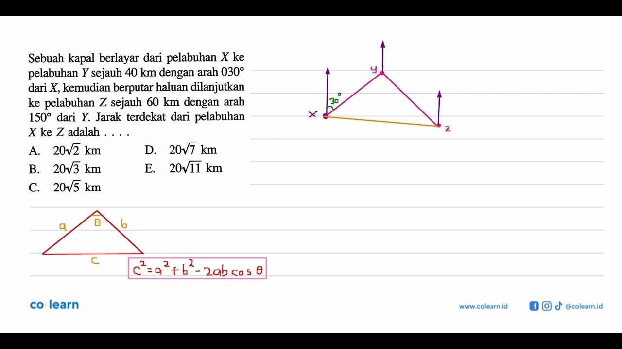 Sebuah kapal berlayar dari pelabuhan X ke pelabuhan Y