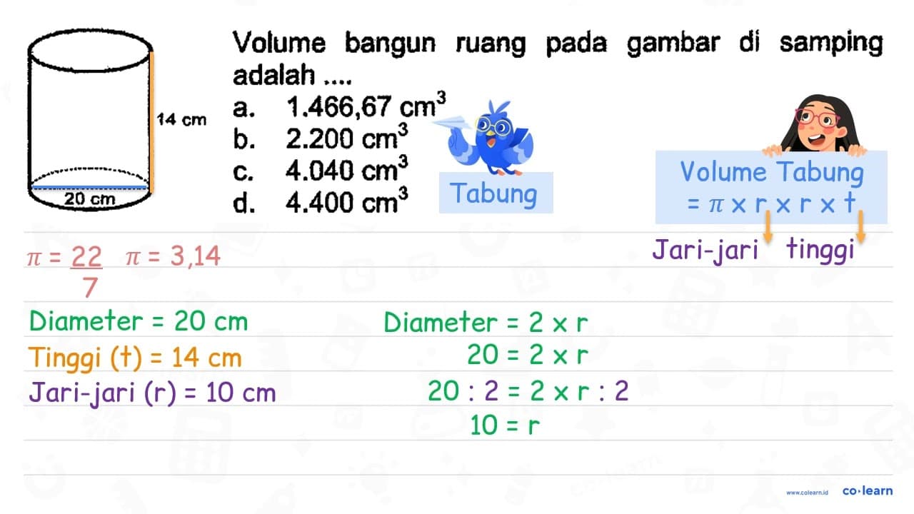 Volume bangun ruang pada gambar di samping adalah .... a.