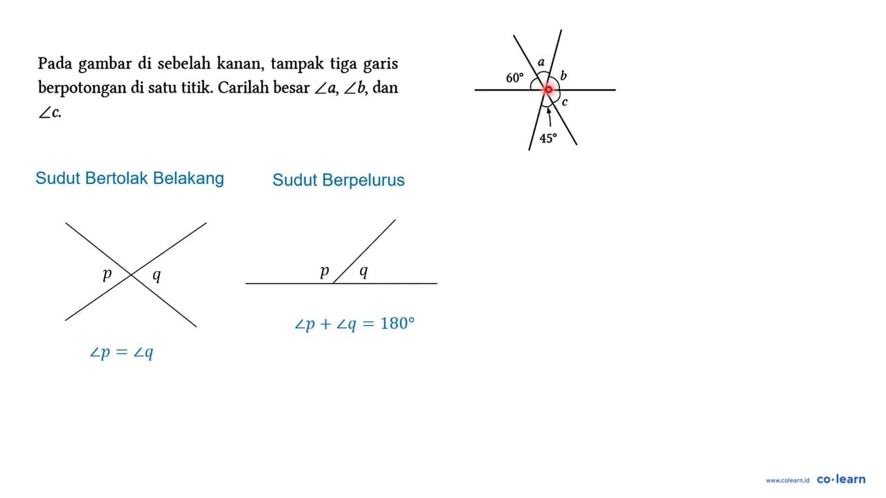 Pada gambar di sebelah kanan, tampak tiga garis berpotongan