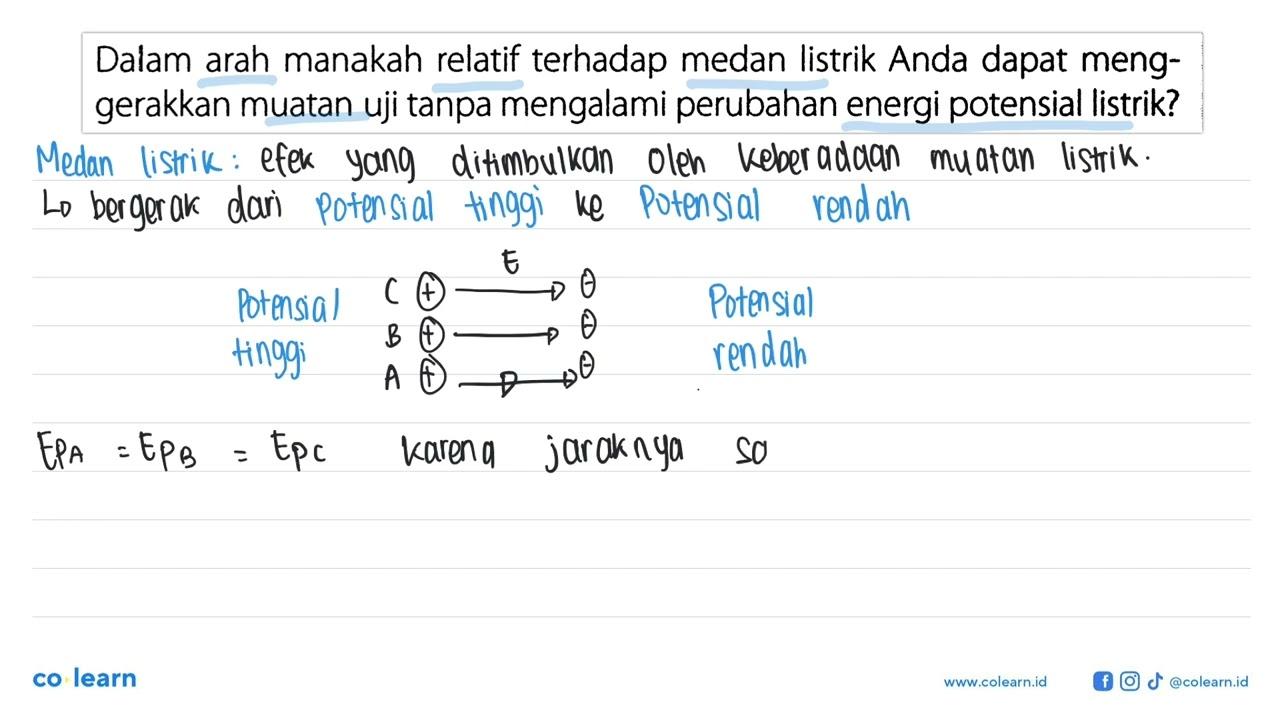 Dalam arah manakah relatif terhadap medan listrik Anda