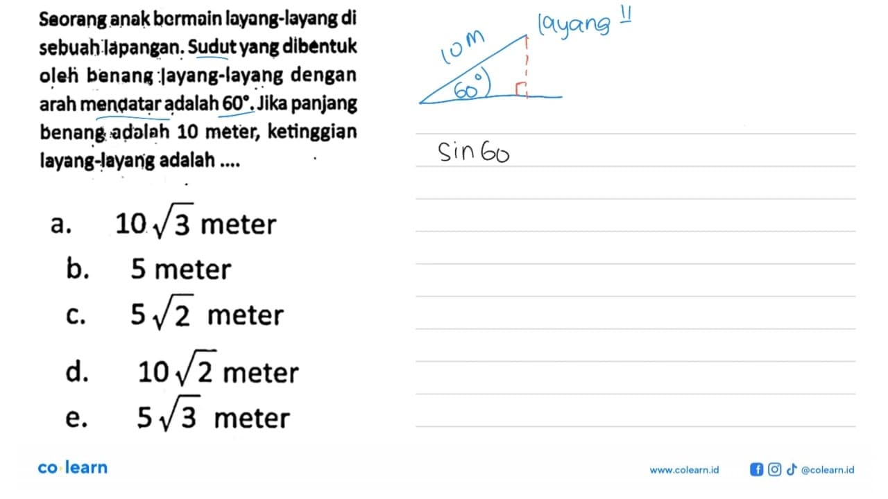 Seorang anak bermain layang-layang di sebuah lapangan.