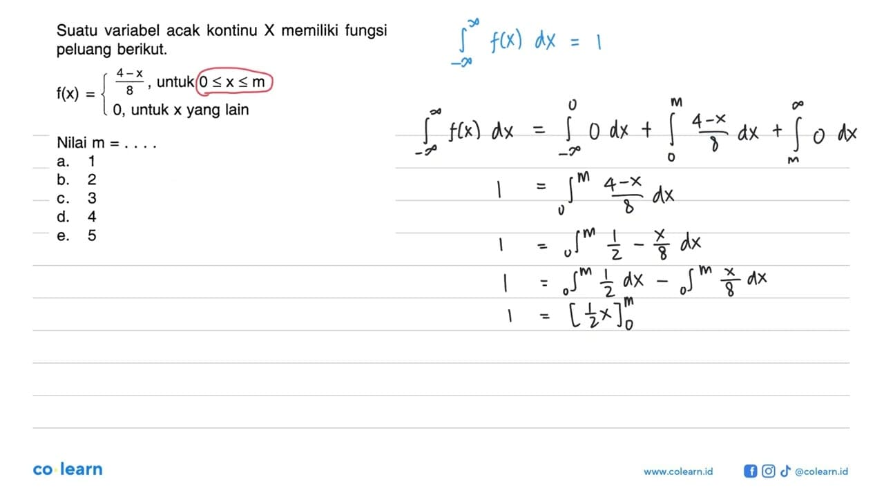 Suatu variabel acak kontinu X memiliki fungsi peluang