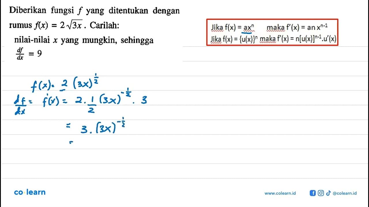 Diberikan fungsi f yang ditentukan dengan rumus f(x)=2