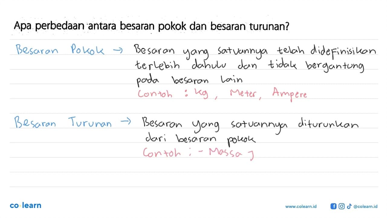 Apa perbedaan antara besaran pokok dan besaran turunan?