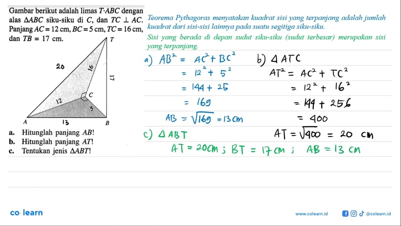 Gambar berikut adalah limas T.ABC dengan alas segitiga ABC