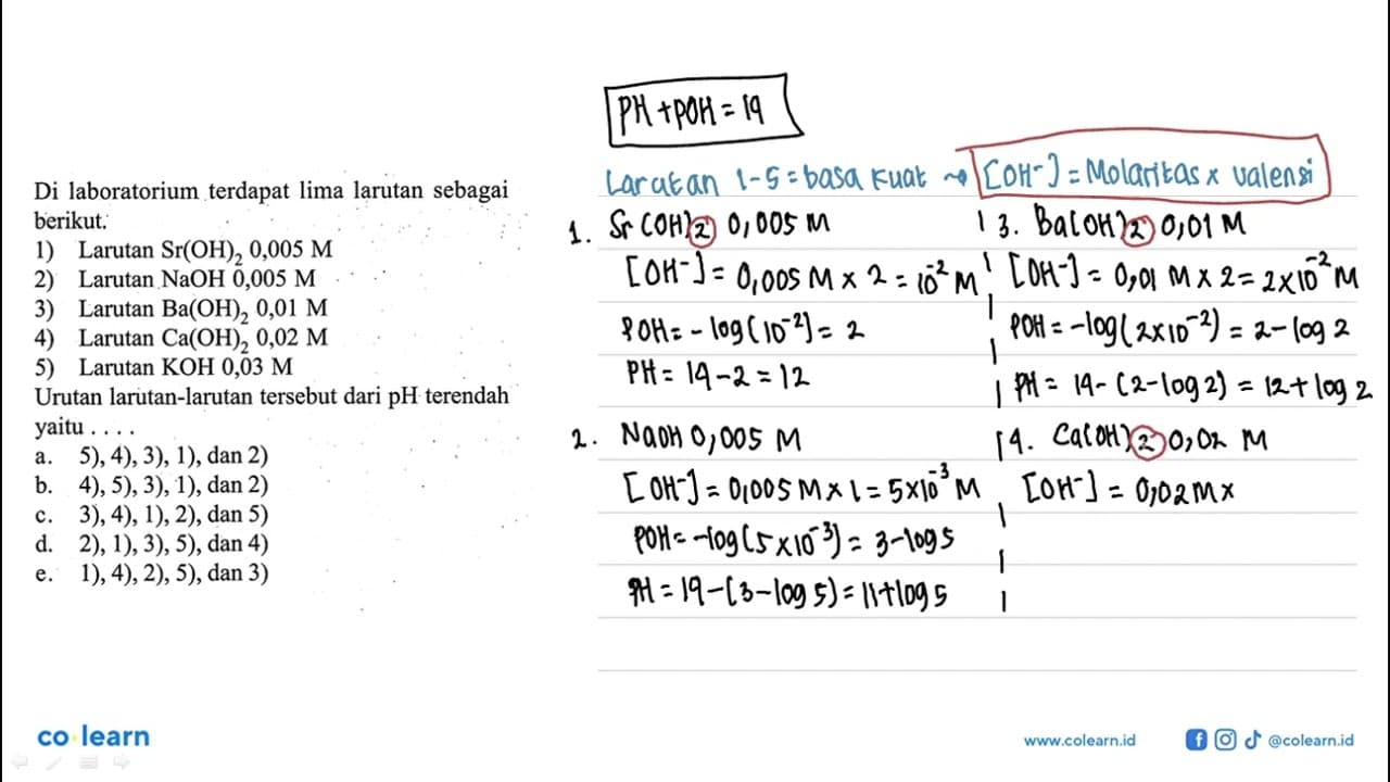 Di laboratorium terdapat lima larutan sebagai berikut:1)