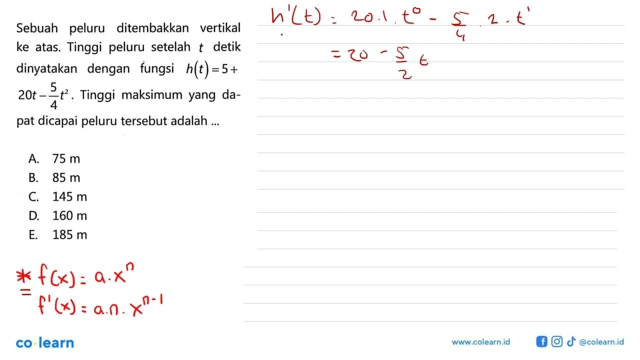 Sebuah peluru ditembakkan vertikal ke atas. Tinggi peluru