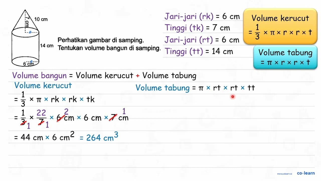 10 cm 7 cm 14 cm 6 cm Tentukan volume bangun di samping.