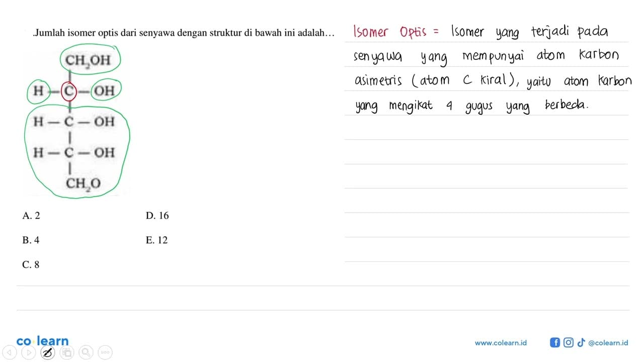 Jumlah isomer optis dari senyawa dengan struktur di bawah