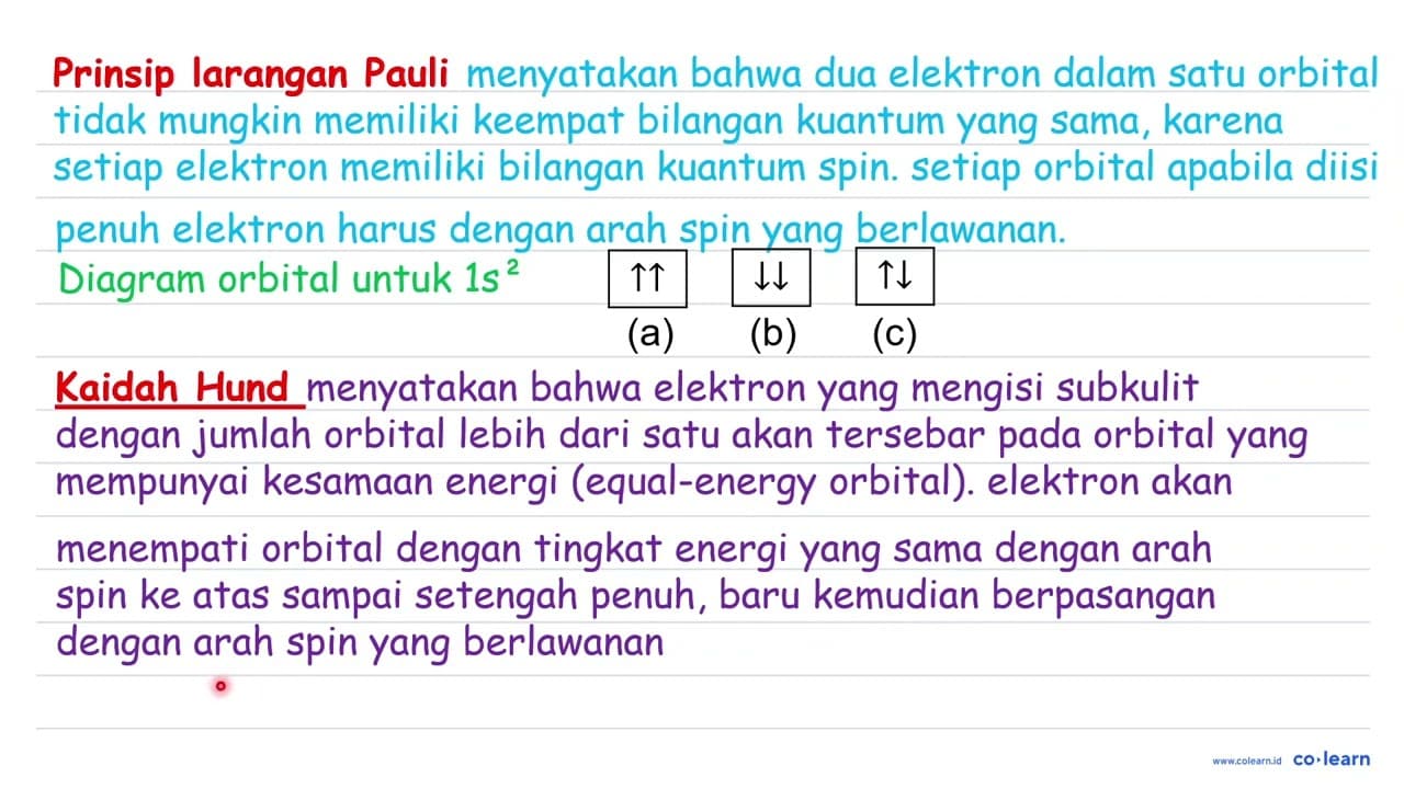 Tentukan ke empat bilangan kuantum dari { )^(47) Y_(23)