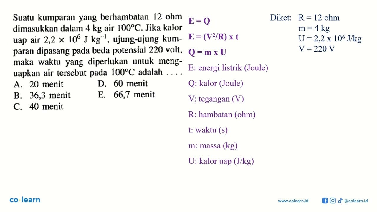 Suatu kumparan yang berhambatan 12 ohm dimasukkan dalam 4