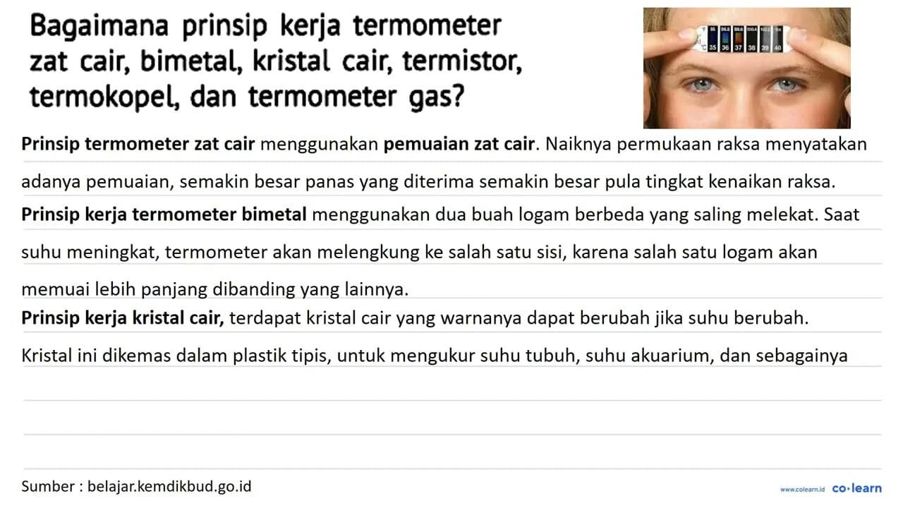 Bagaimana prinsip kerja termometer zat cair, bimetal,