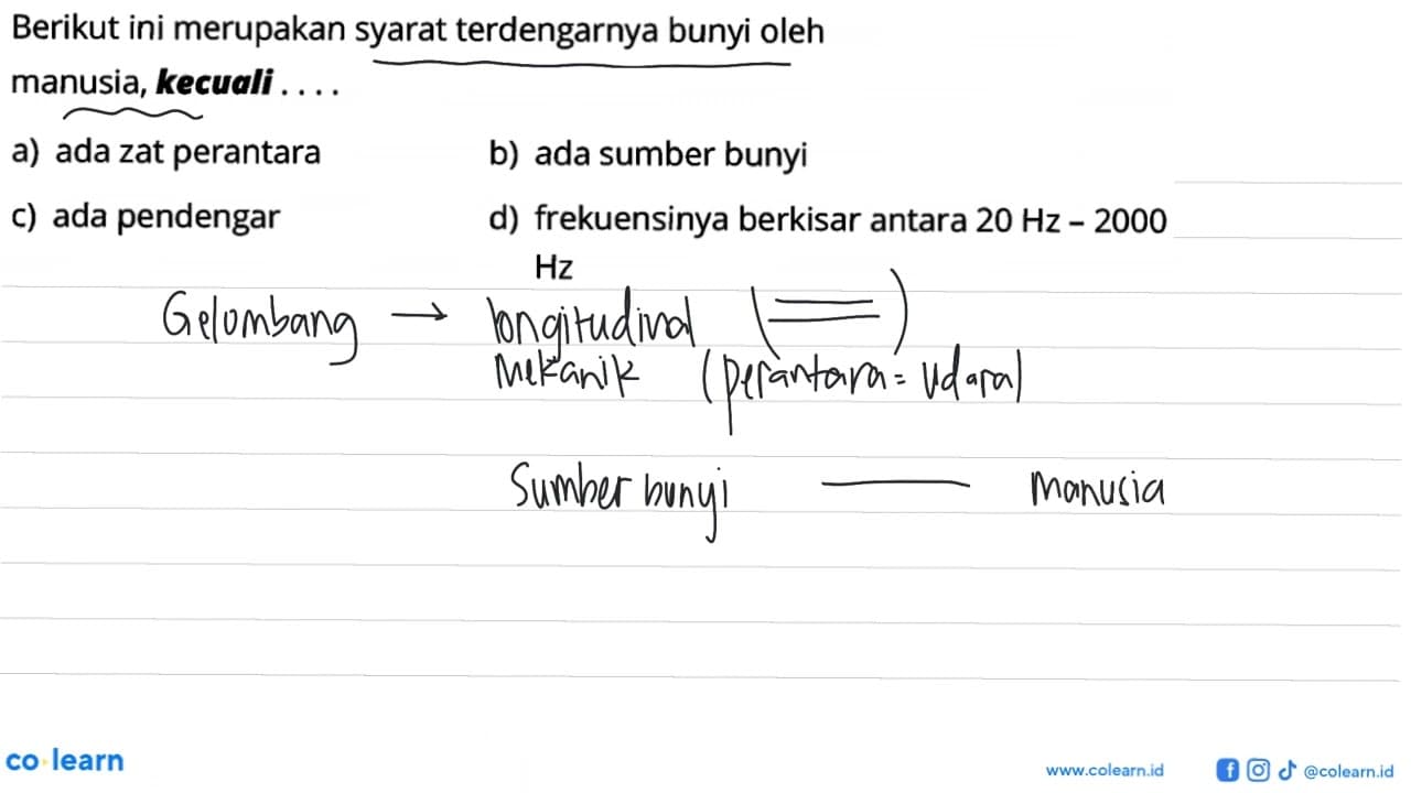 Berikut ini merupakan syarat terdengarnya bunyi oleh