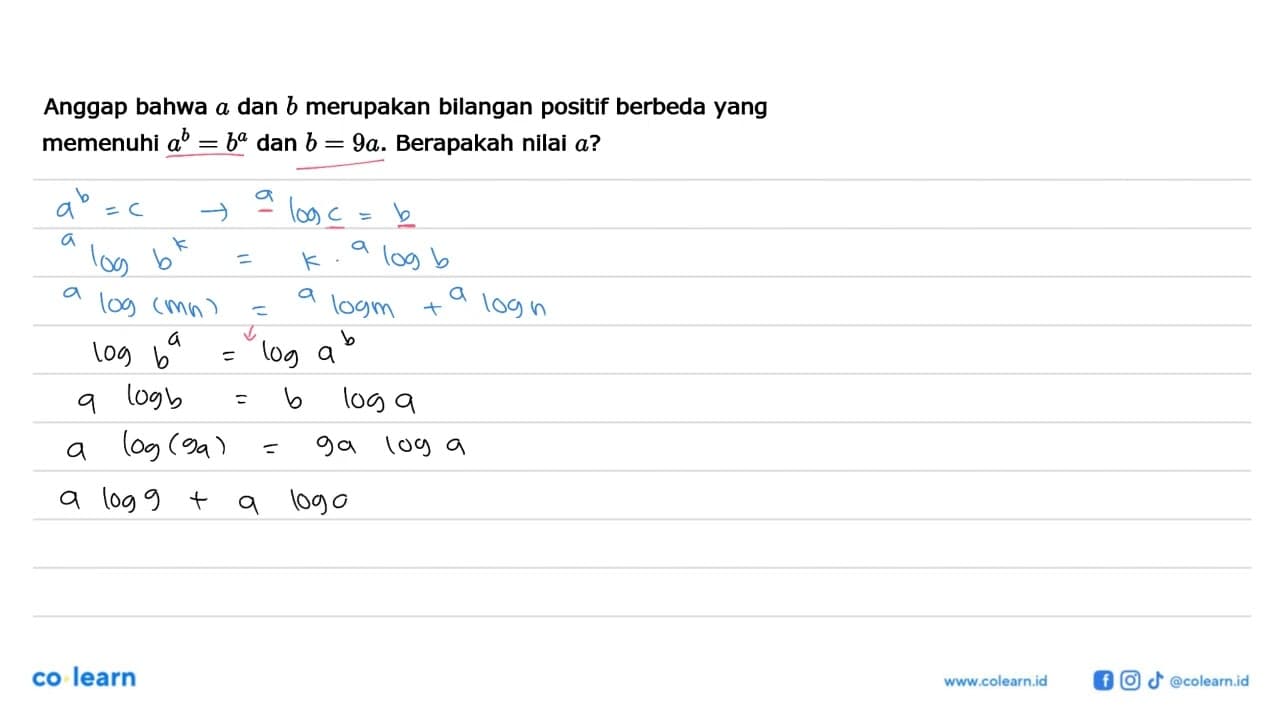 Anggap bahwa a dan b merupakan bilangan positif berbeda