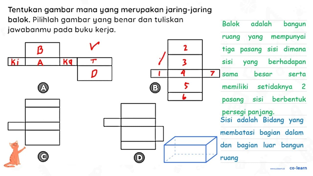 Tentukan gambar mana yang merupakan jaring-jaring balok.