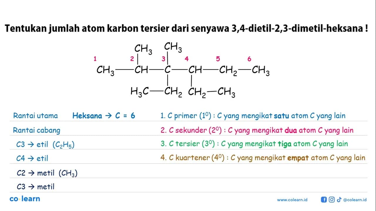 Tentukan jumlah atom karbon tersier dari senyawa