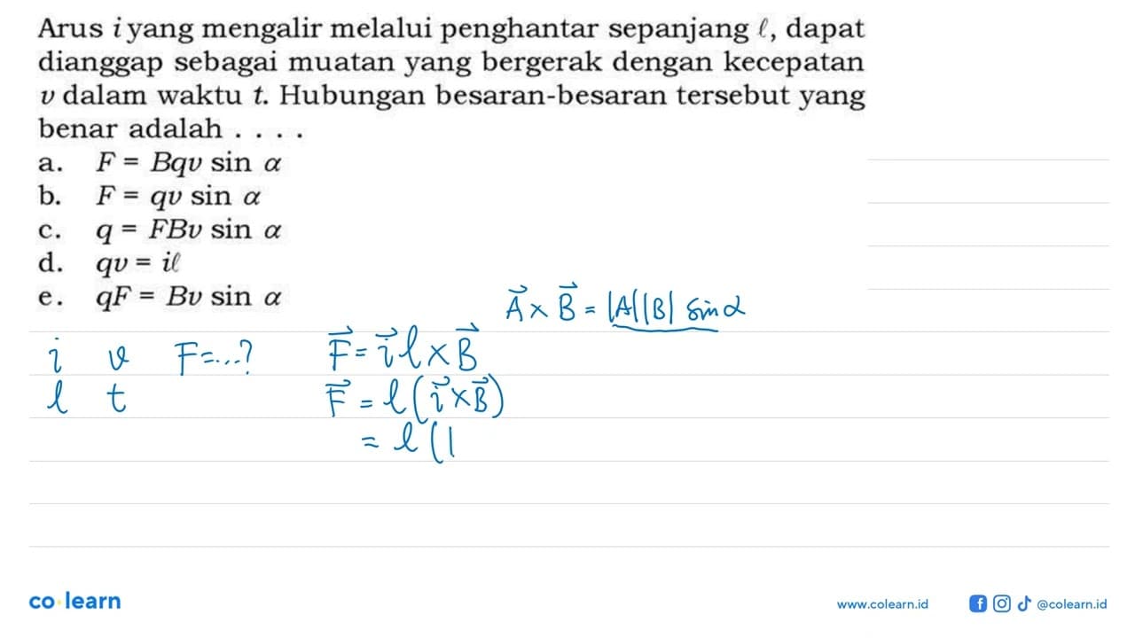 Arus i yang mengalir melalui penghantar sepanjang l, dapat