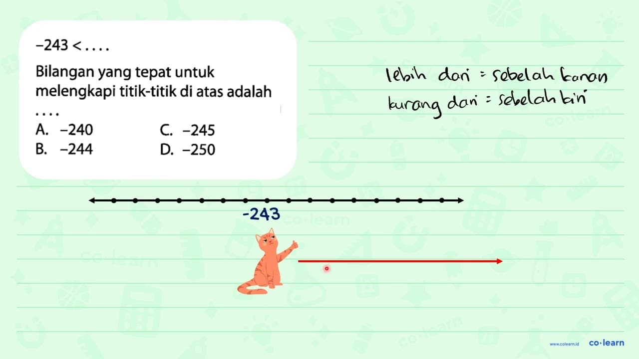 -243 < . . . . Bilangan yang tepat untuk melengkapi