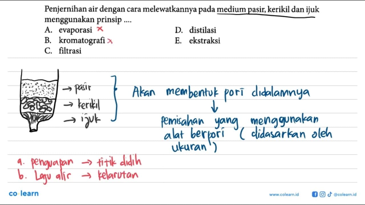 Penjernihan air dengan cara melewatkannya pada medium