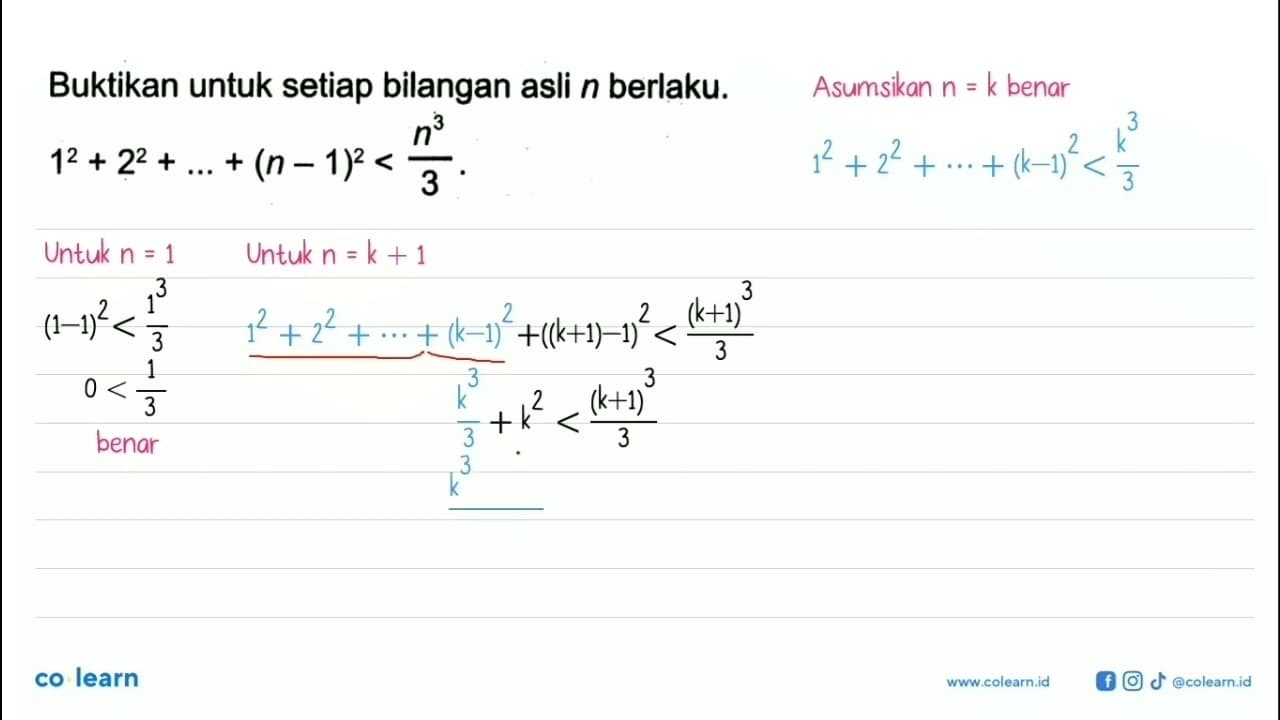 Buktikan untuk setiap bilangan asli n berlaku.