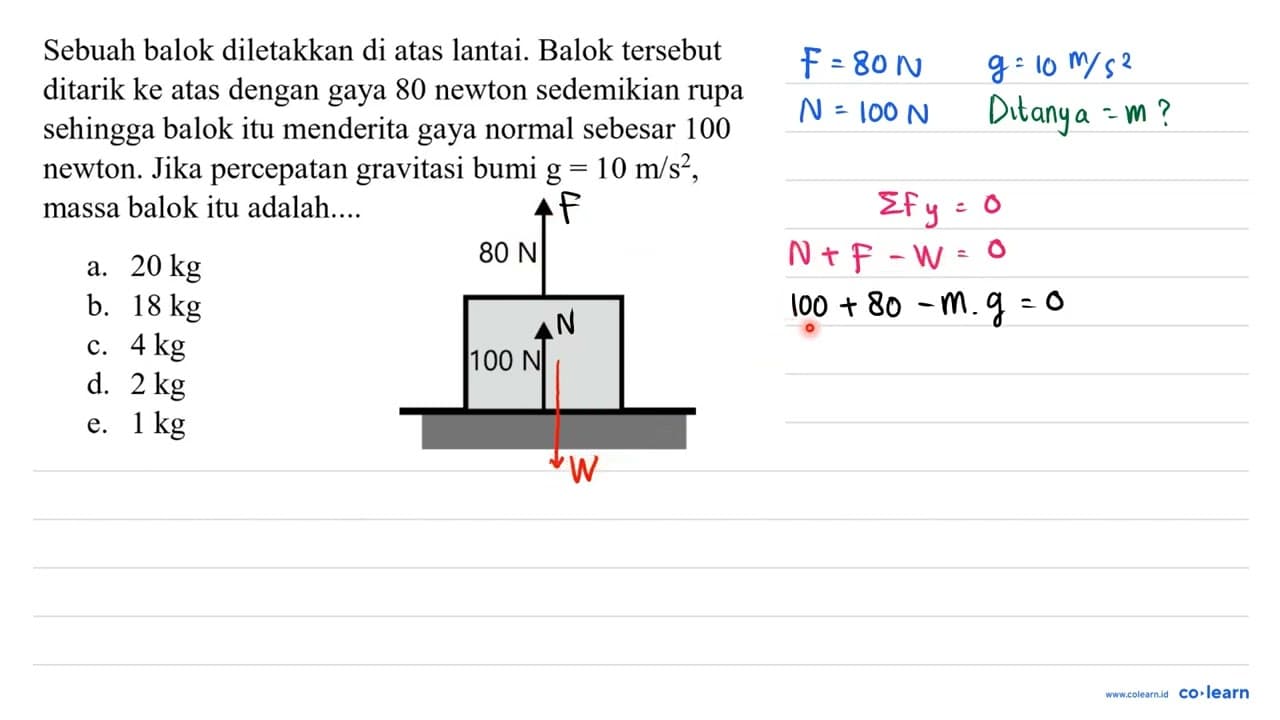 Sebuah balok diletakkan di atas lantai. Balok tersebut