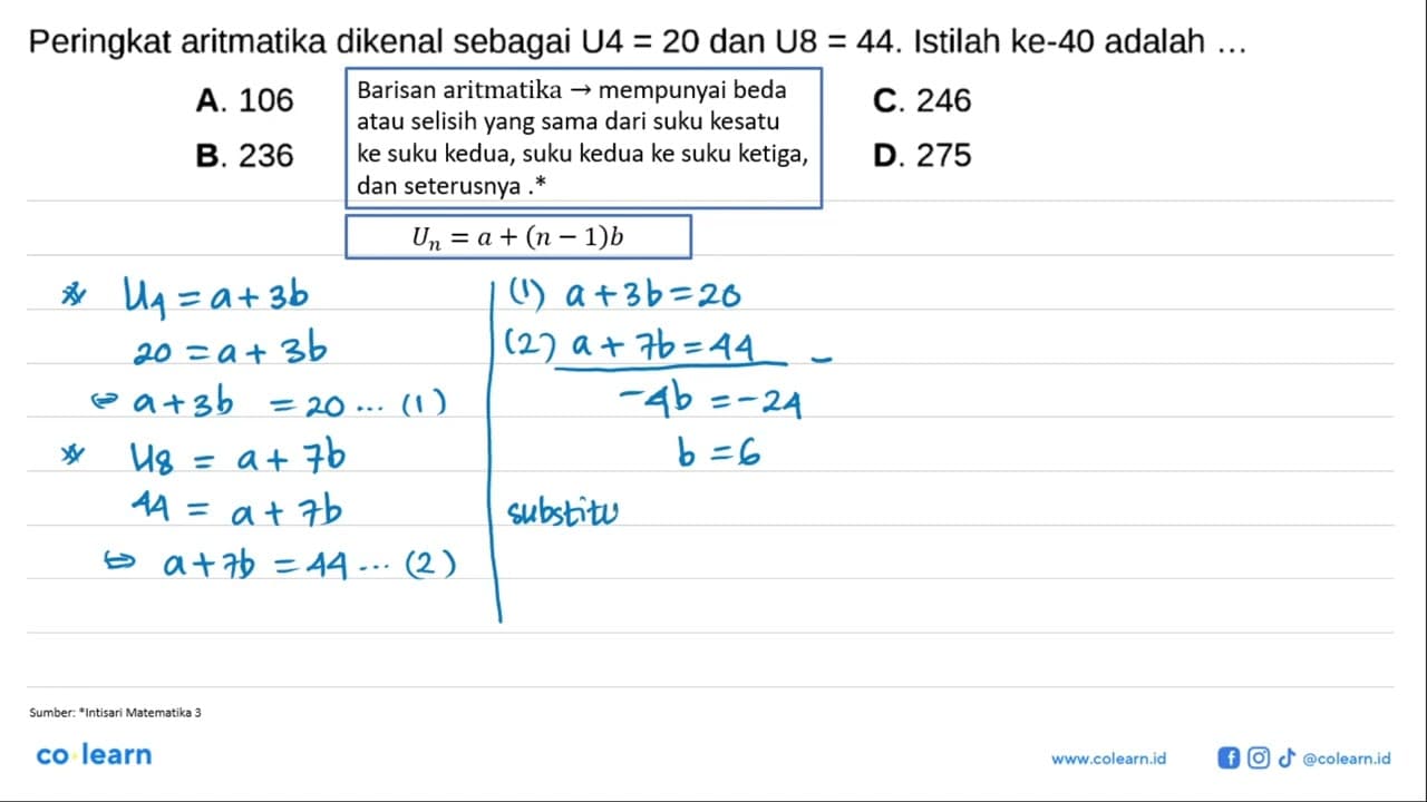 Peringkat aritmatika dikenal sebagai U4 = 20 dan U8 = 44.