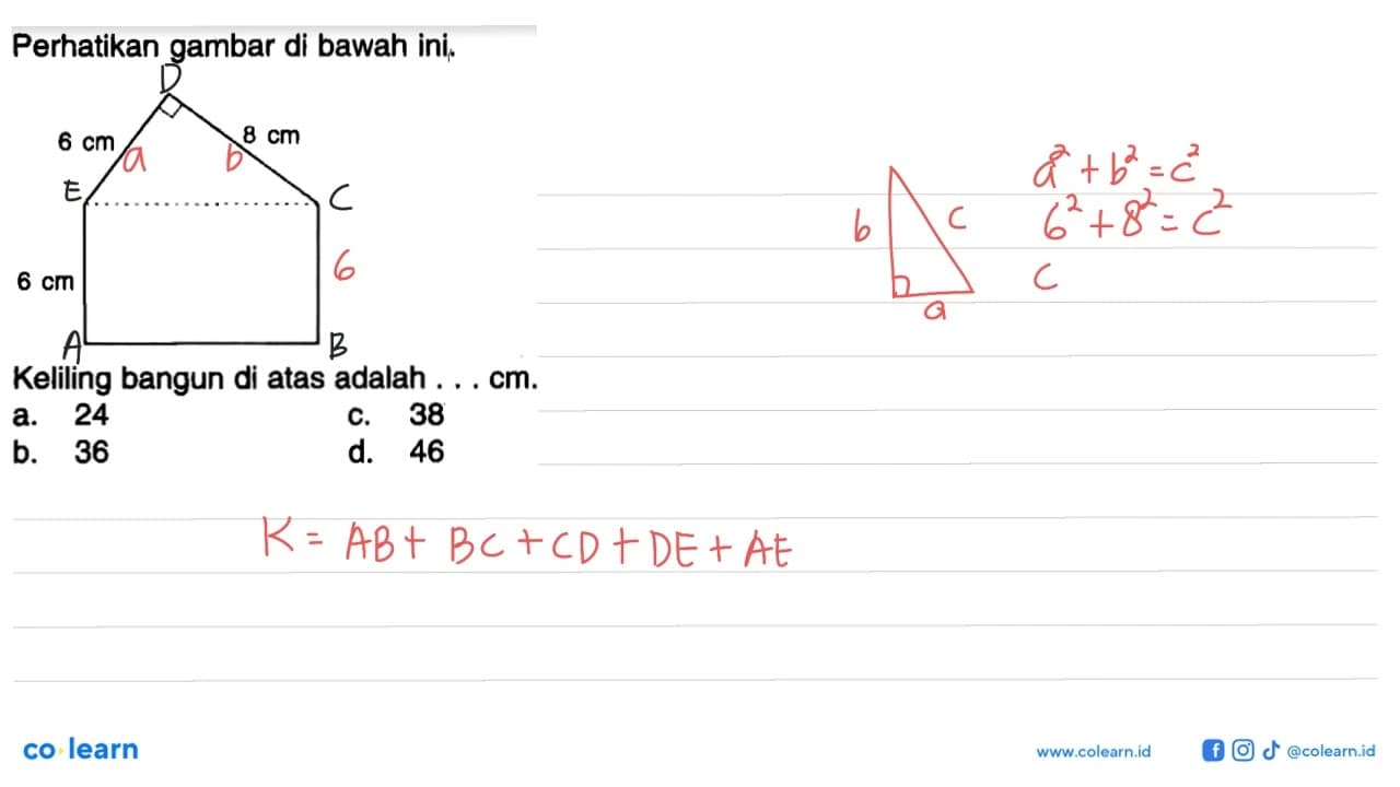 perhatikan gambar di bawah ini, 6 cm 8 cm 6 cm Keliling