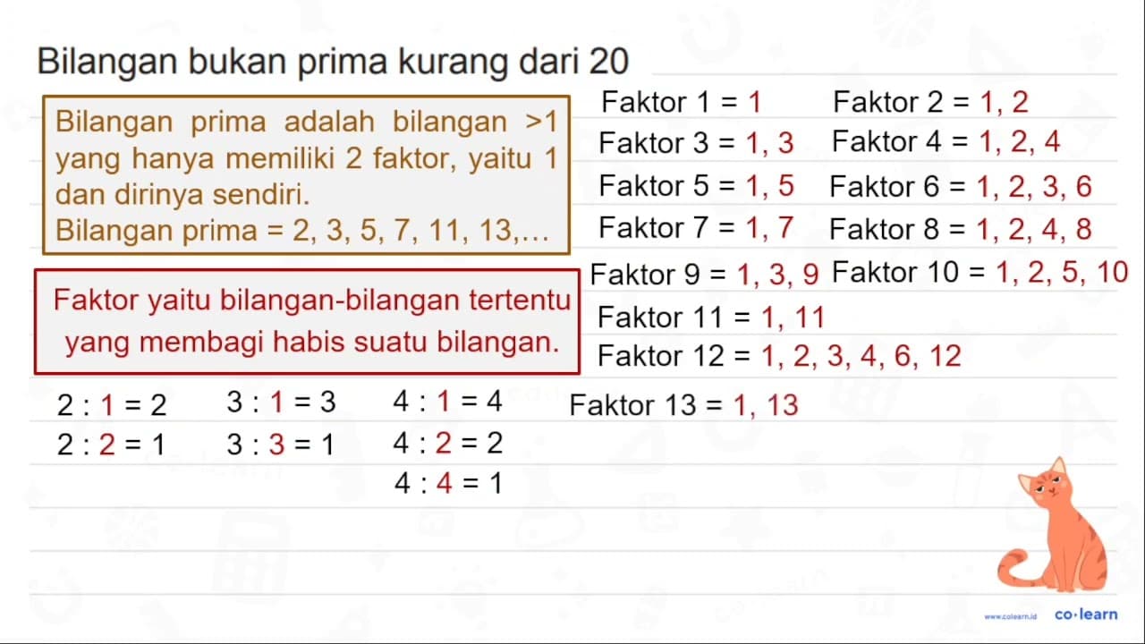 Bilangan bukan prima kurang dari 20