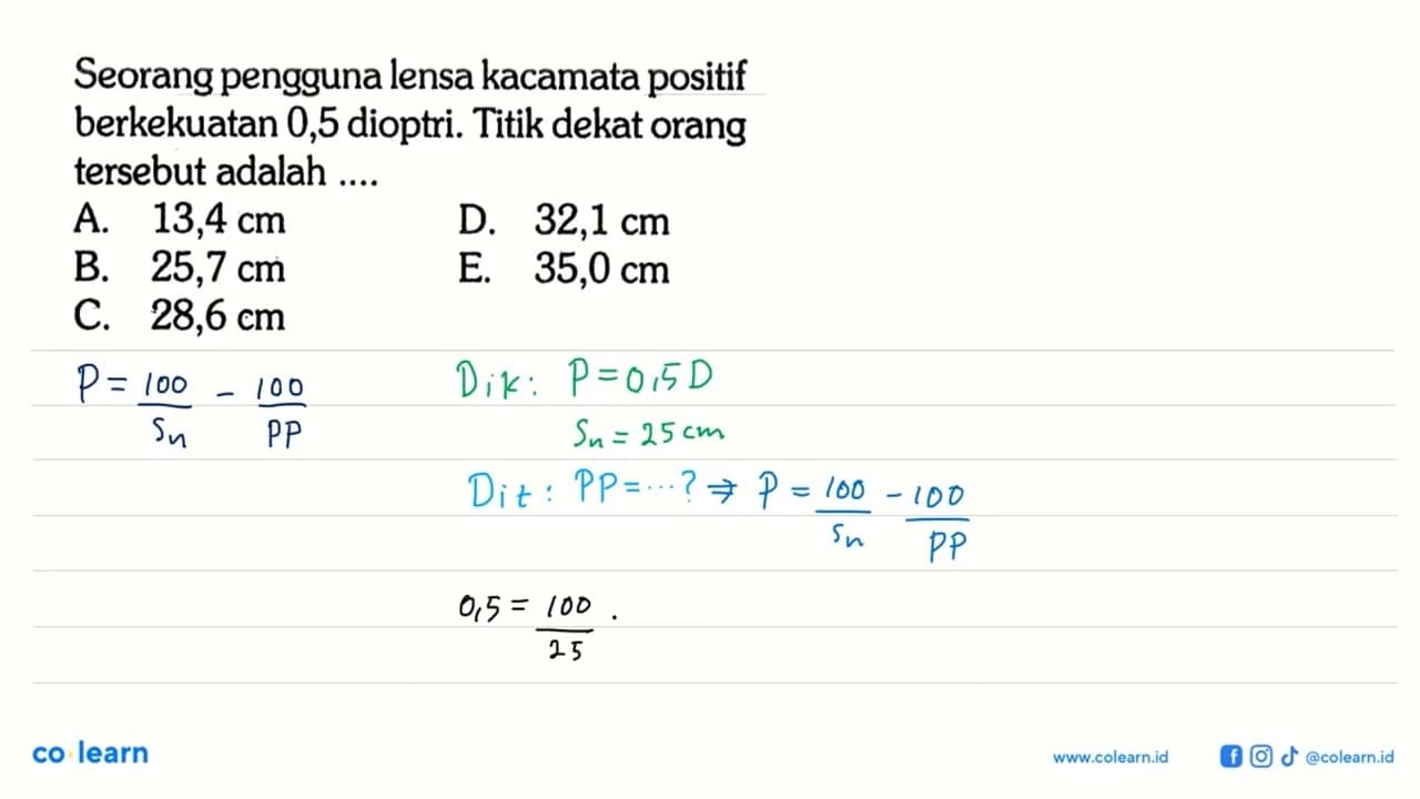 Seorang pengguna lensa kacamata positif berkekuatan 0,5