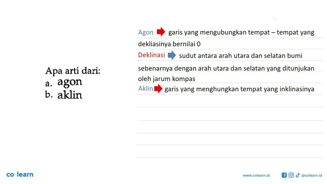 Apa arti dari: a. agon b. aklin