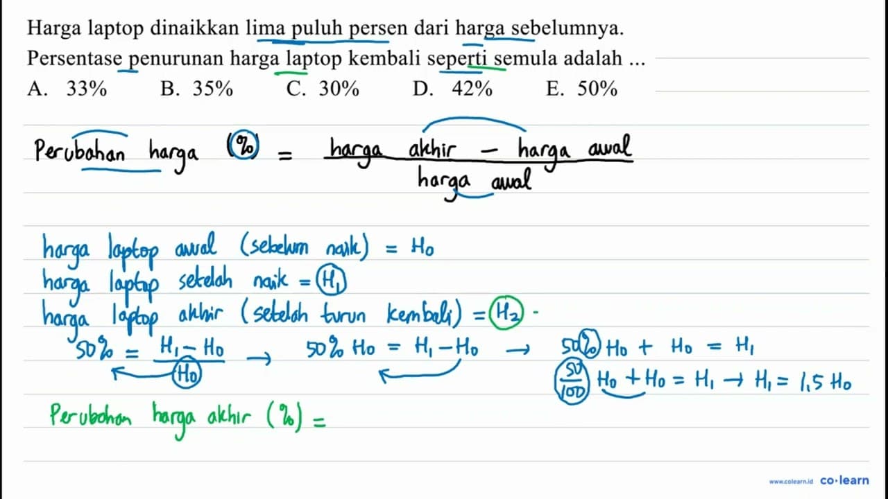 Harga laptop dinaikkan lima puluh persen dari harga