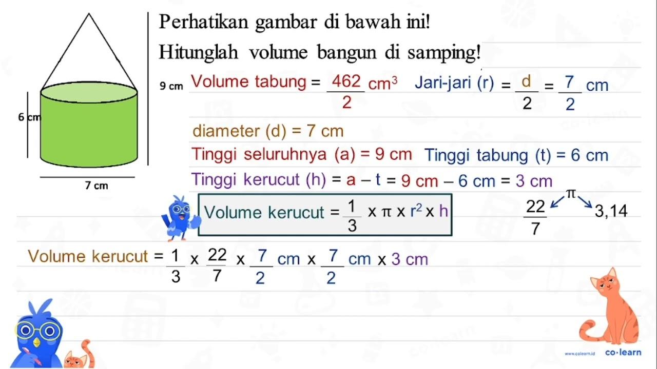 Perhatikan gambar di bawah ini! Hitunglah volume bangun di