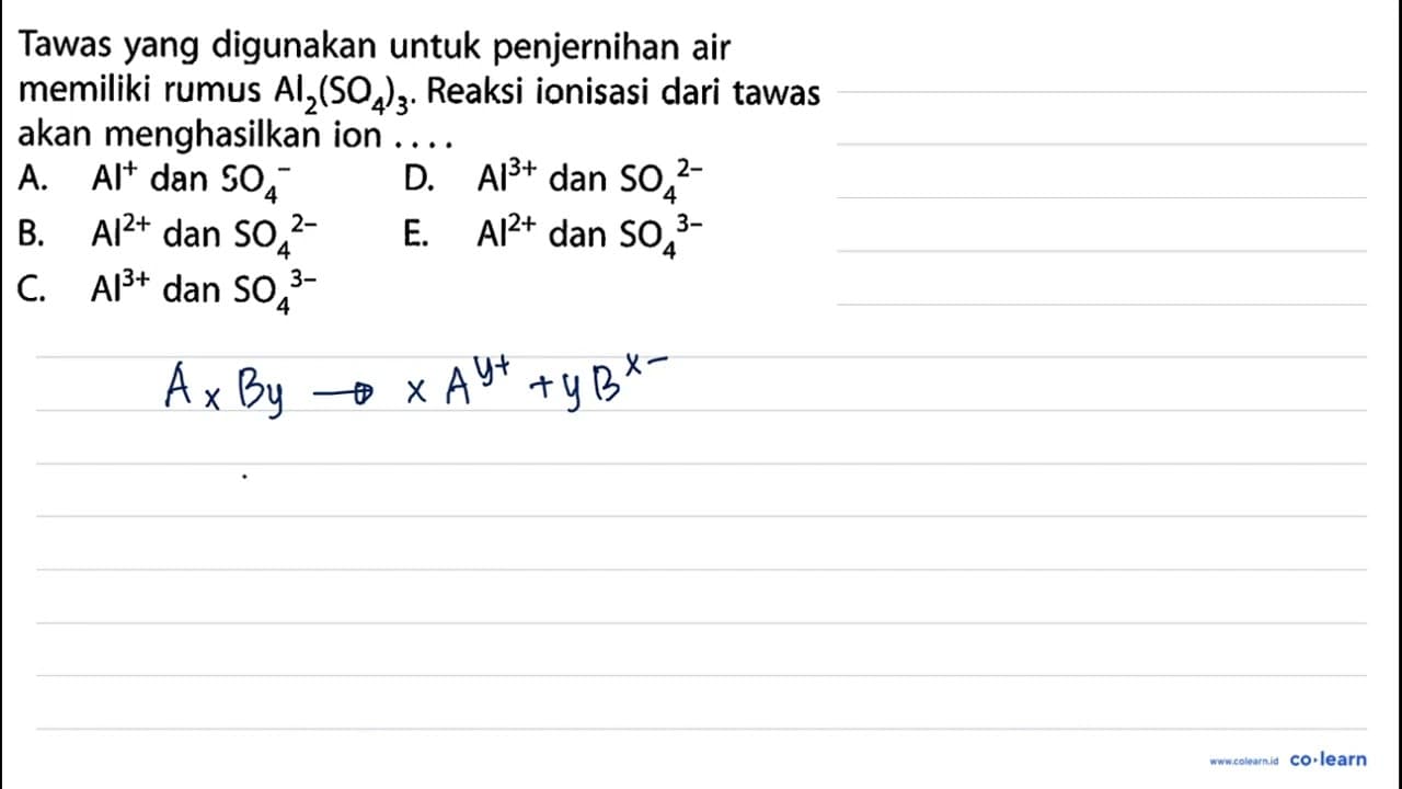 Tawas yang digunakan untuk penjernihan air memiliki rumus