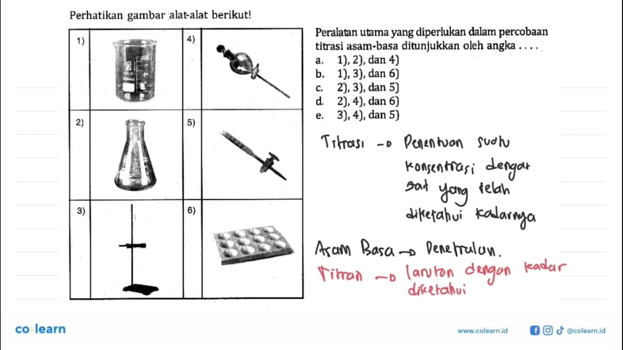 Perhatikan gambar alat-alat berikut! 1) 4) 2) 5) 3) 6)