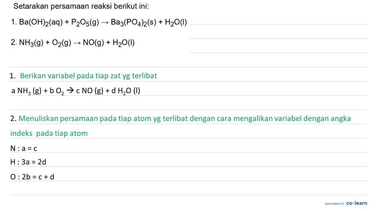 Setarakan persamaan reaksi berikut ini: 1.