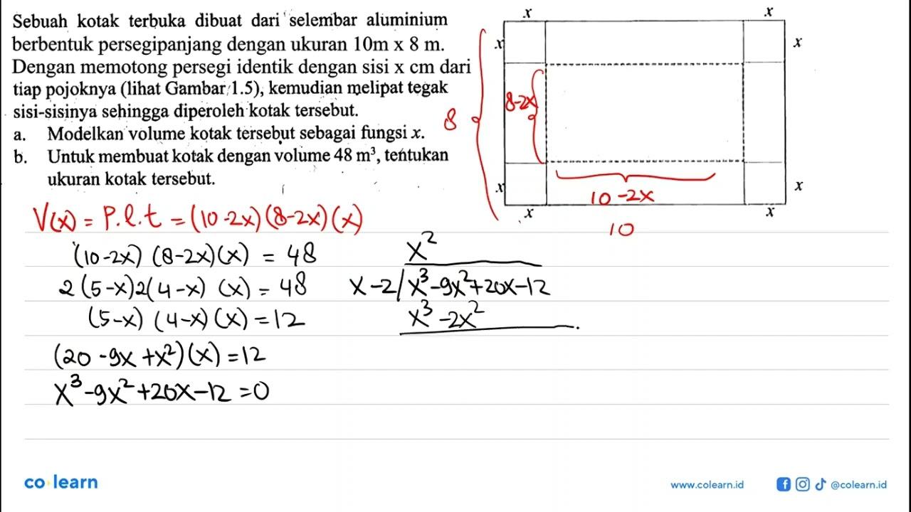 Sebuah kotak terbuka dibuat dari selembar aluminium