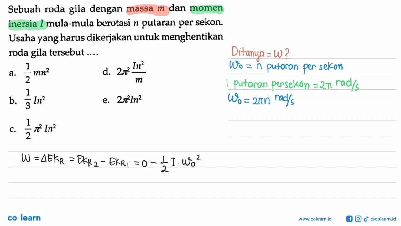 Sebuah roda gila dengan massa m dan momen inersia I