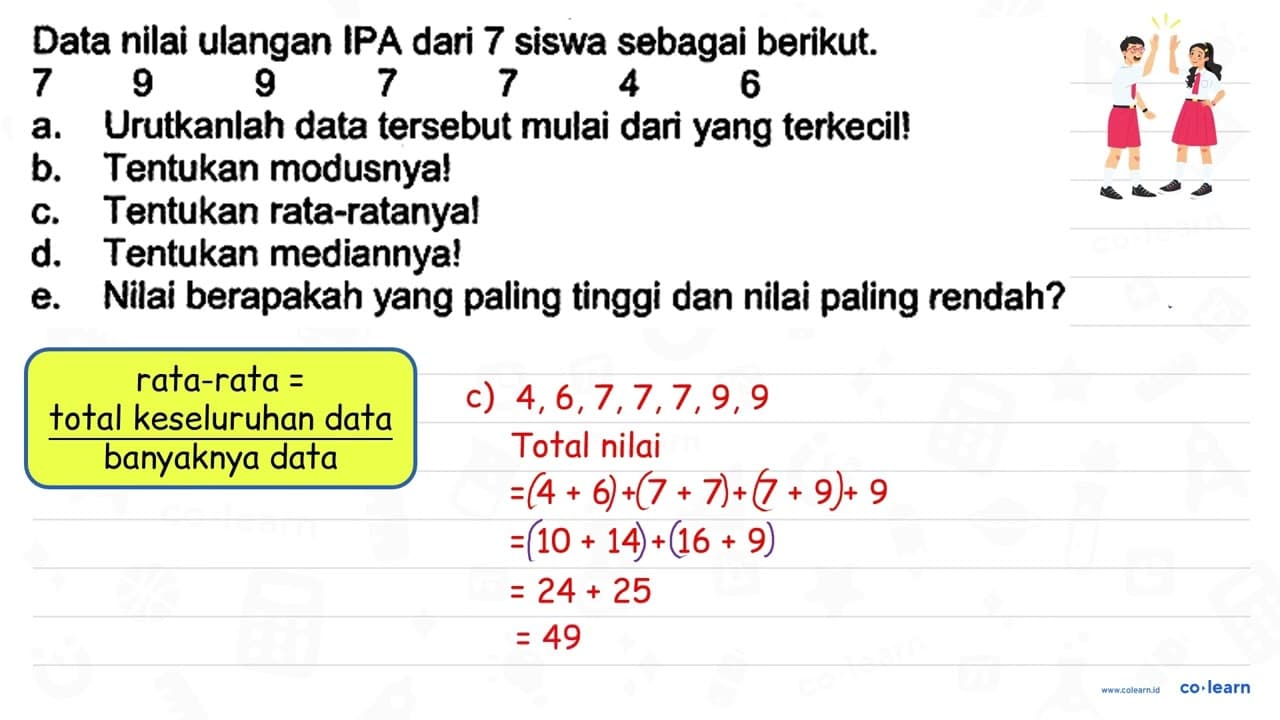 \begin{array)/(l) { Data nilai ulangan IPA dari ) 7 { siswa