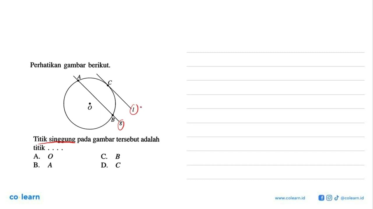 Perhatikan gambar berikut.Titik singgung pada gambar