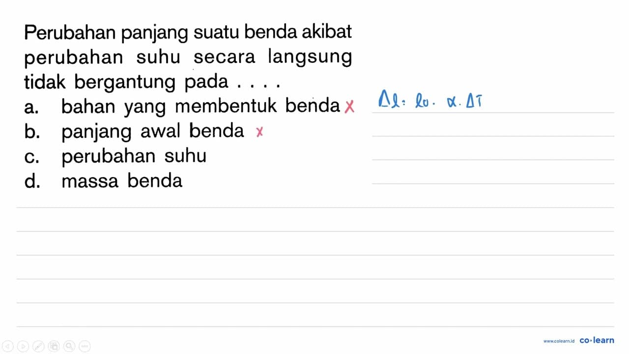 Perubahan panjang suatu benda akibat perubahan suhu secara