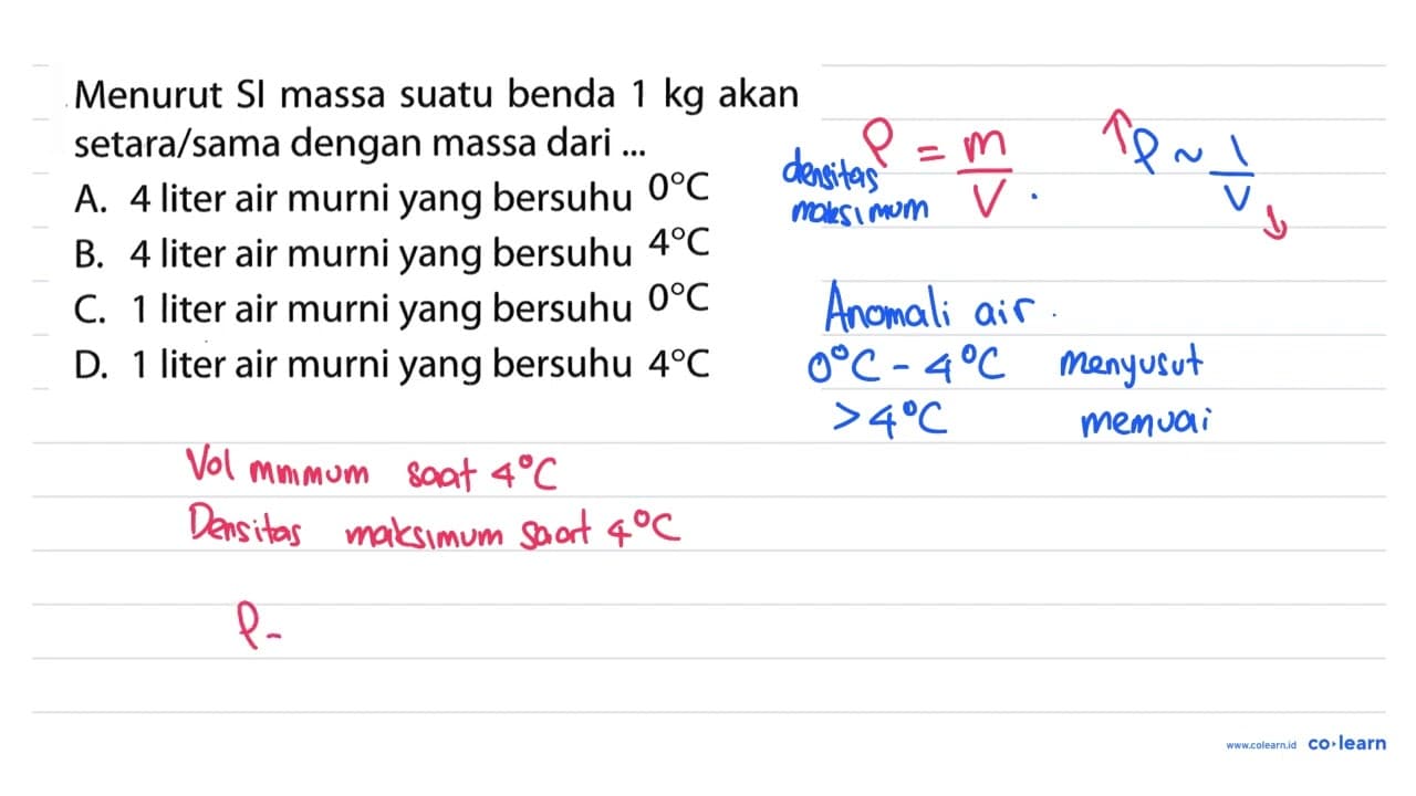 Menurut Sl massa suatu benda 1 kg akan setara/sama dengan