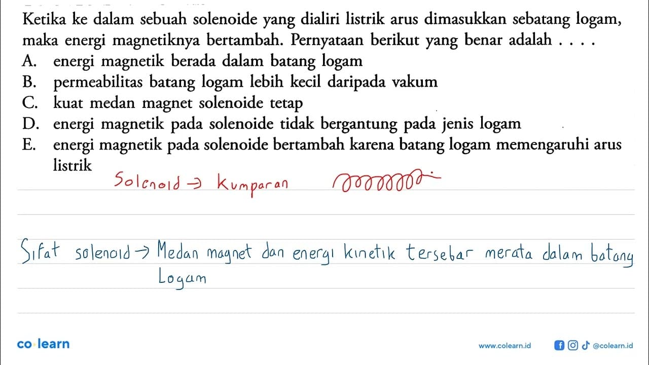 Ketika ke dalam sebuah solenoide yang dialiri listrik arus