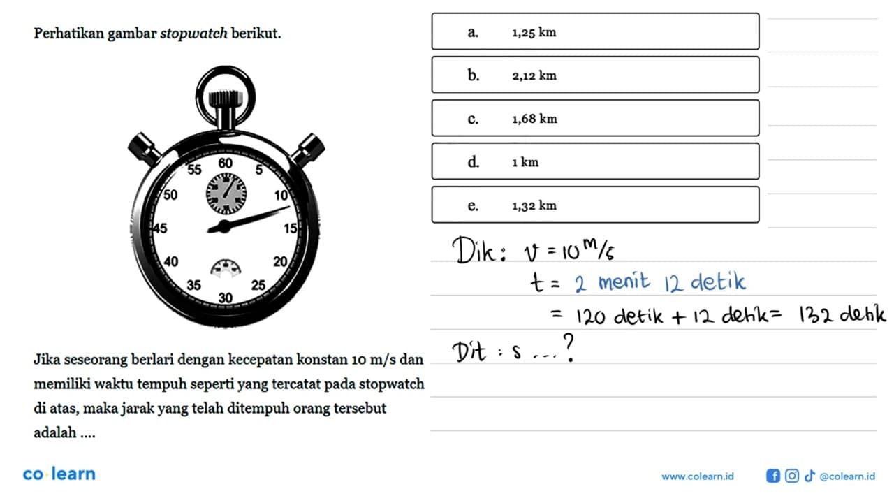 Perhatikan gambar stopwatch berikut. Jika seseorang berlari