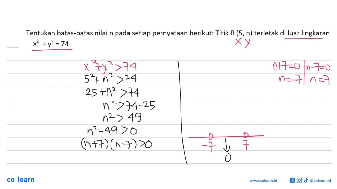 Tentukan batas-batas nilai n pada setiap pernyataan