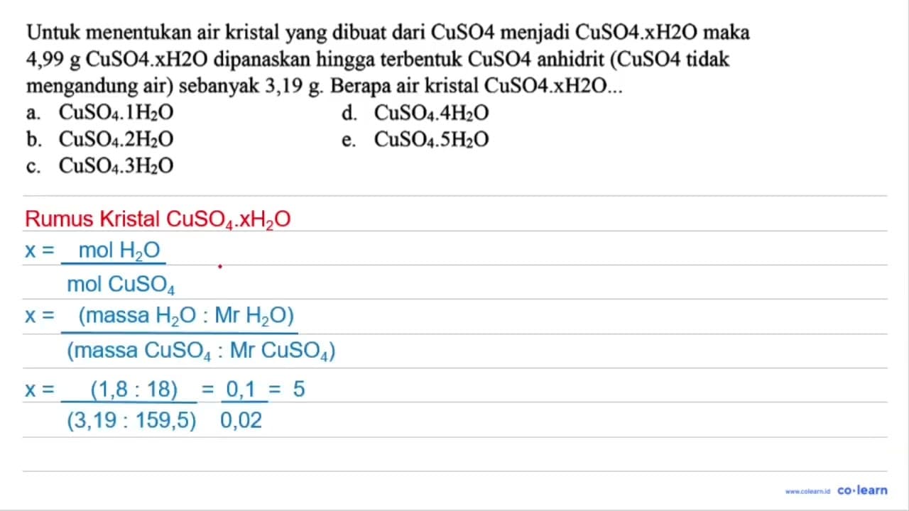 Untuk menentukan air kristal yang dibuat dari CuSO4 menjadi